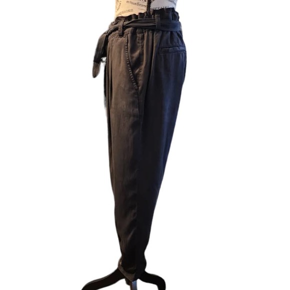 Daily ritual high waist pants paperbag waist with tie sz 12 stretch - Picture 5 of 9